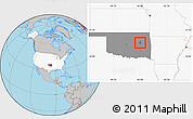 Gray Location Map of ZIP code 74445, highlighted country, highlighted state