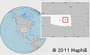 Gray Location Map of ZIP code 74447, highlighted state, hill shading