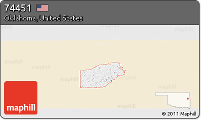 Classic Style Panoramic Map of ZIP Code 74451, single color outside