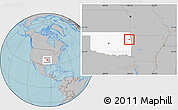 Gray Location Map of ZIP code 74457, highlighted state, hill shading
