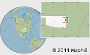 Savanna Style Location Map of ZIP code 74457, highlighted county, highlighted state, hill shading