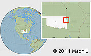 Savanna Style Location Map of ZIP code 74457, highlighted state, hill shading