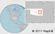 Gray Location Map of ZIP code 74461, highlighted state, hill shading