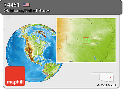 Physical Location Map of ZIP Code 74461