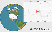 Satellite Location Map of ZIP code 74461, highlighted country, highlighted county