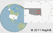 Savanna Style Location Map of ZIP code 74461, highlighted country, highlighted state, hill shading