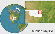 Satellite Location Map of ZIP code 74467, highlighted county, highlighted state