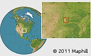 Satellite Location Map of ZIP code 74467, highlighted county