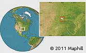 Satellite Location Map of ZIP code 74469, highlighted county
