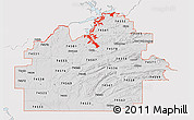 Silver Style 3D Map of ZIP codes starting with 745, single color outside