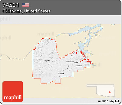 Classic Style 3D Map of ZIP Code 74501, single color outside