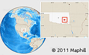 Shaded Relief Location Map of ZIP code 74501, highlighted state