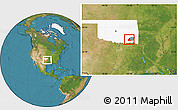 Satellite Location Map of ZIP code 74523, highlighted county, highlighted state