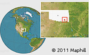 Satellite Location Map of ZIP code 74523, highlighted state