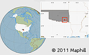 Savanna Style Location Map of ZIP code 74523, highlighted country, highlighted state, hill shading