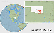 Savanna Style Location Map of ZIP code 74525, highlighted county, highlighted state, hill shading