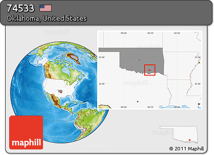 Physical Location Map of ZIP Code 74533, highlighted country, highlighted state