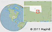 Savanna Style Location Map of ZIP code 74533, highlighted county, highlighted state, hill shading