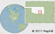 Savanna Style Location Map of ZIP code 74534, highlighted county, highlighted state, hill shading