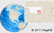 Shaded Relief Location Map of ZIP code 74547, highlighted county, highlighted state