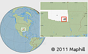 Savanna Style Location Map of ZIP code 74557, highlighted county, highlighted state, hill shading