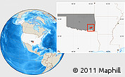 Shaded Relief Location Map of ZIP code 74562, highlighted country, highlighted state