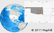 Shaded Relief Location Map of ZIP code 74570, highlighted country, highlighted state