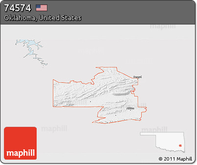 Silver Style 3D Map of ZIP Code 74574, single color outside