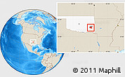 Shaded Relief Location Map of ZIP code 74574, highlighted county, highlighted state