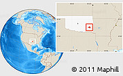 Shaded Relief Location Map of ZIP code 74574, highlighted state