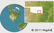 Satellite Location Map of ZIP code 74576, highlighted state