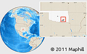 Shaded Relief Location Map of ZIP code 74576, highlighted county, highlighted state