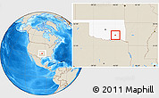 Shaded Relief Location Map of ZIP code 74576, highlighted state