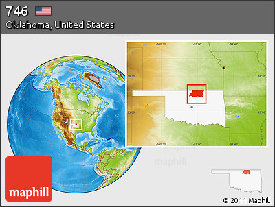 Physical Location Map of ZIP Codes Starting with 746, highlighted state