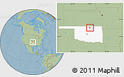 Savanna Style Location Map of ZIP code 74604, highlighted state, hill shading