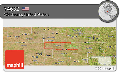 Satellite Panoramic Map of ZIP Code 74632