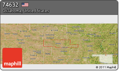Satellite Panoramic Map of ZIP Code 74632