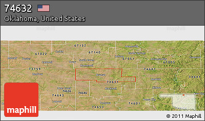Satellite Panoramic Map of ZIP Code 74632
