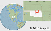 Savanna Style Location Map of ZIP code 74633, highlighted state, hill shading