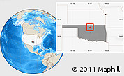 Shaded Relief Location Map of ZIP code 74640, highlighted country, highlighted state