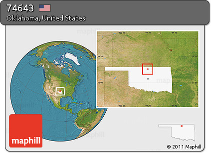 Satellite Location Map of ZIP Code 74643, highlighted state