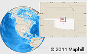 Shaded Relief Location Map of ZIP code 74643, highlighted county, highlighted state