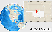 Shaded Relief Location Map of ZIP code 74643, highlighted state