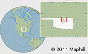 Savanna Style Location Map of ZIP code 74644, highlighted state, hill shading
