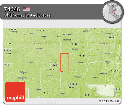 Physical 3D Map of ZIP Code 74646