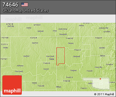 Physical 3D Map of ZIP Code 74646