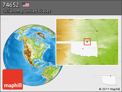 Physical Location Map of ZIP Code 74652, highlighted state