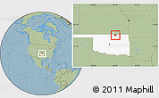 Savanna Style Location Map of ZIP code 74652, highlighted state, hill shading