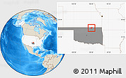 Shaded Relief Location Map of ZIP code 74652, highlighted country, highlighted state