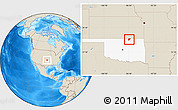 Shaded Relief Location Map of ZIP code 74652, highlighted state